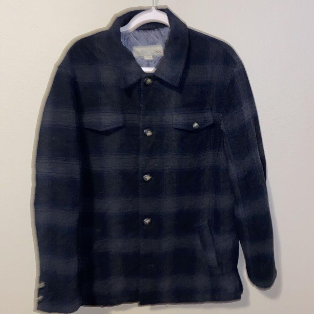 Utex Men’s Wool Blend Shirt Jacket Black Plaid